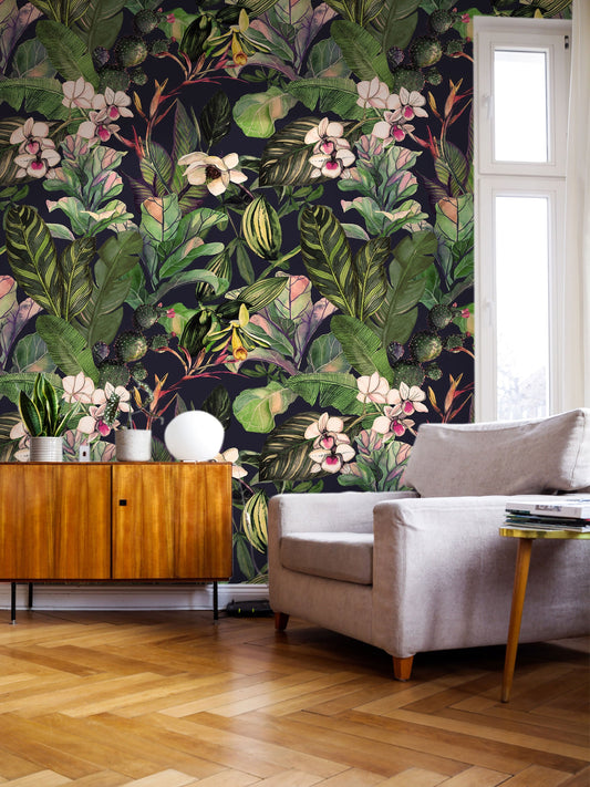 Tropical Wallpaper | Removable Wallpaper | Peel and Stick Wallpaper | Wall Paper | Wall Mural