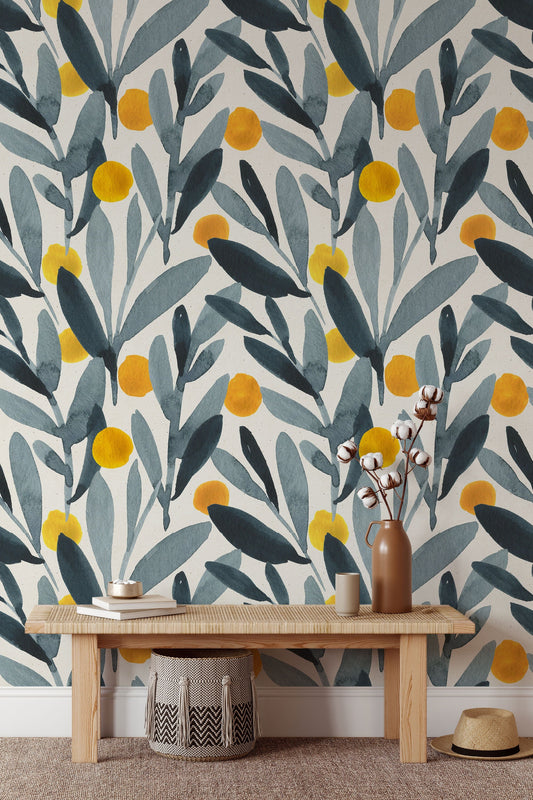 Paintet Orange | Removable Wallpaper | Scandinavian Wallpaper | Temporary Wallpaper | Peel and Stick Wallpaper