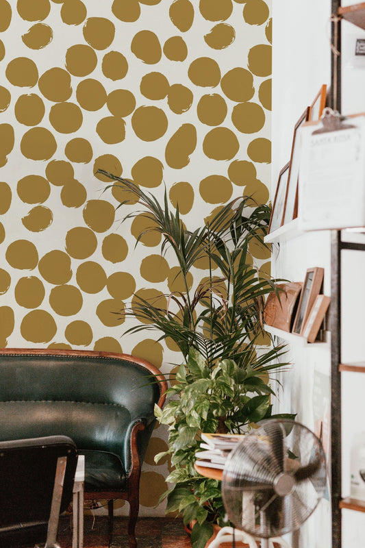 Gold Dots | Wallpaper Removable | Wallpaper Peel and Stick | Wall Decor | Home Decor