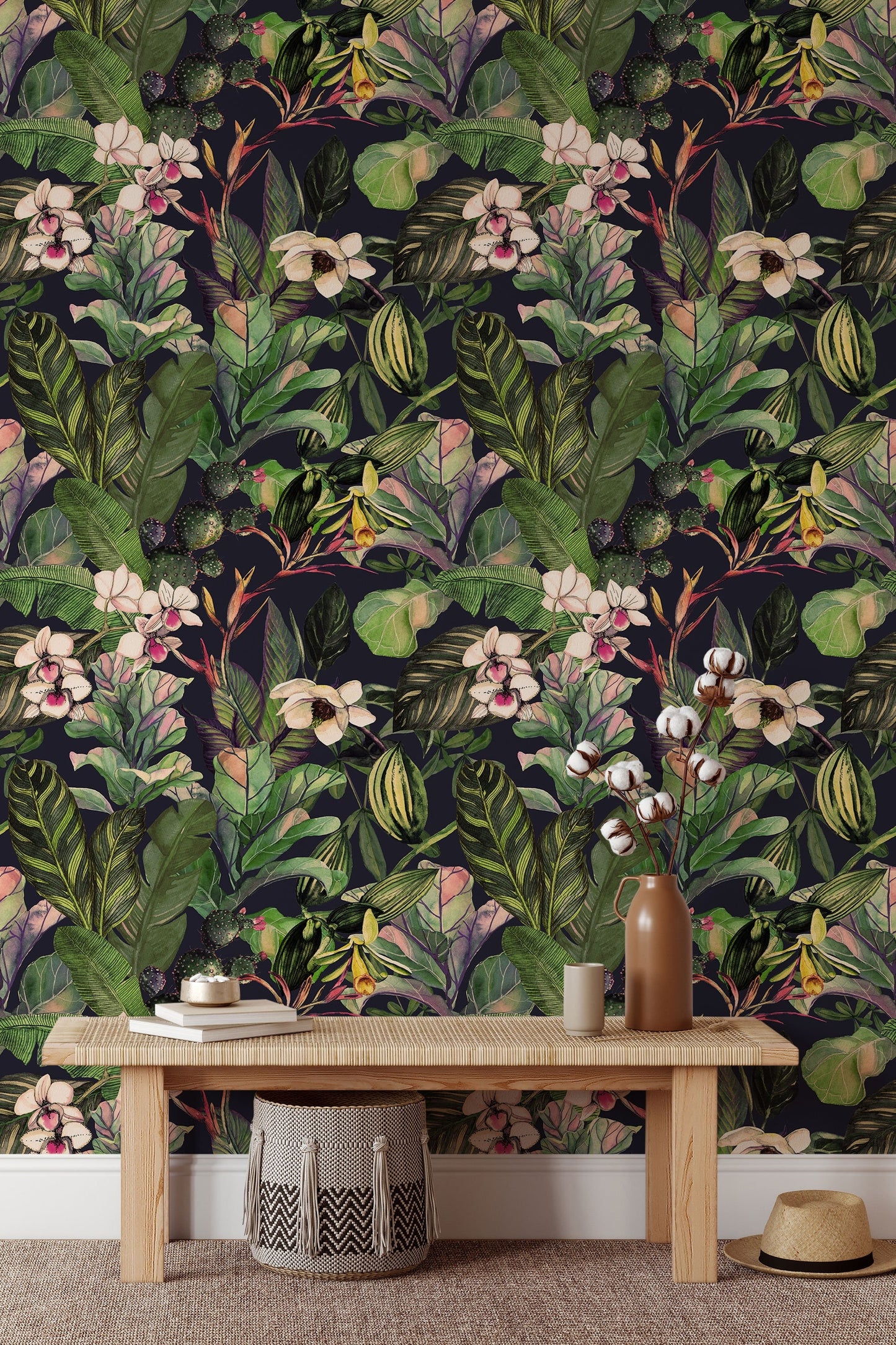 Tropical Wallpaper | Removable Wallpaper | Peel and Stick Wallpaper | Wall Paper | Wall Mural