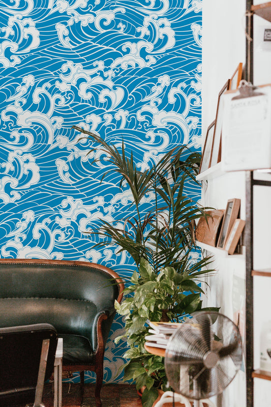 Waves | Removable Wallpaper | Peel and Stick Wallpaper | Wall Paper | Wall Mural