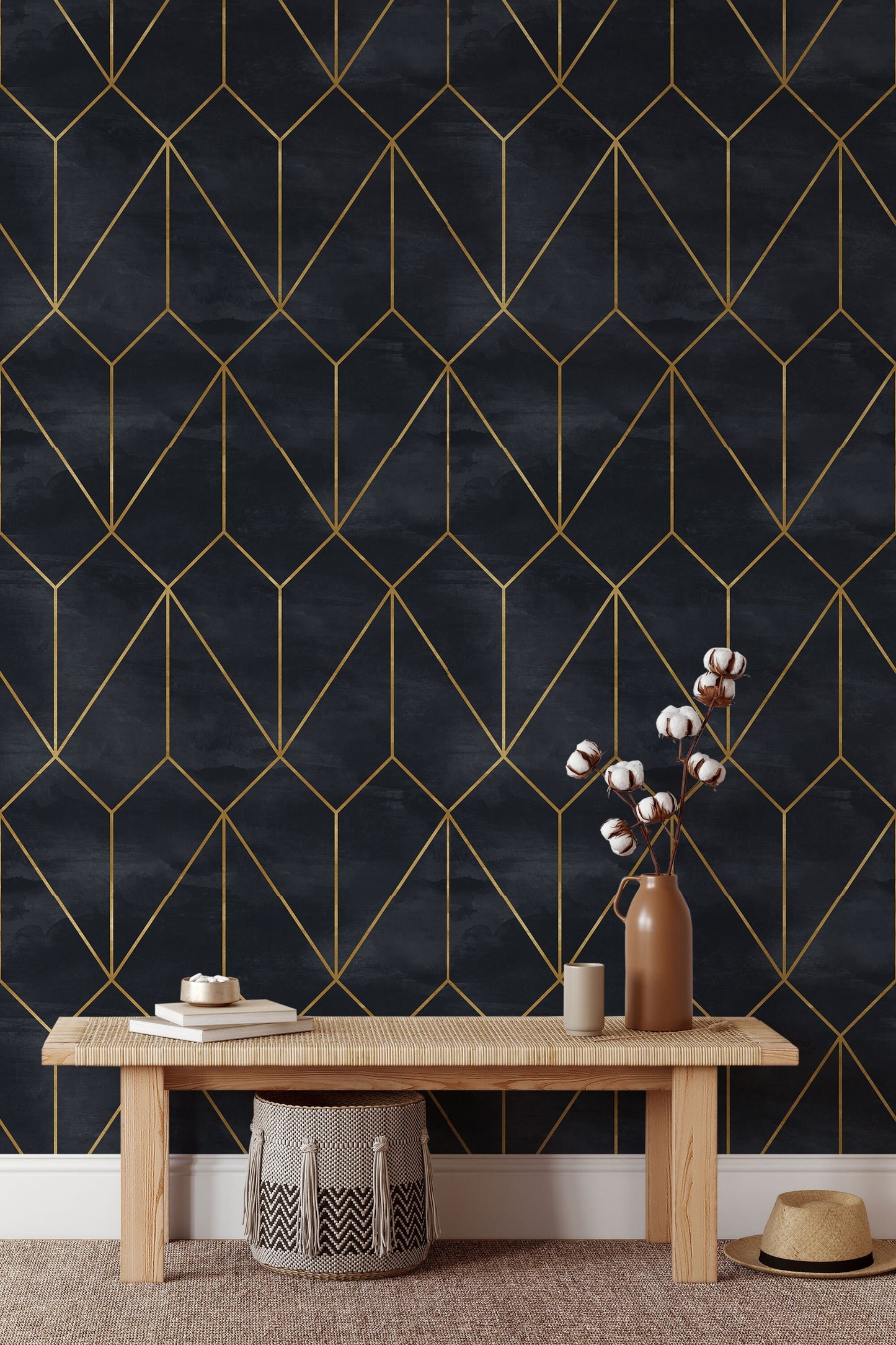 Dark and Gold | Removable Wallpaper | Peel and Stick Wallpaper | Wall Paper | Wall Mural