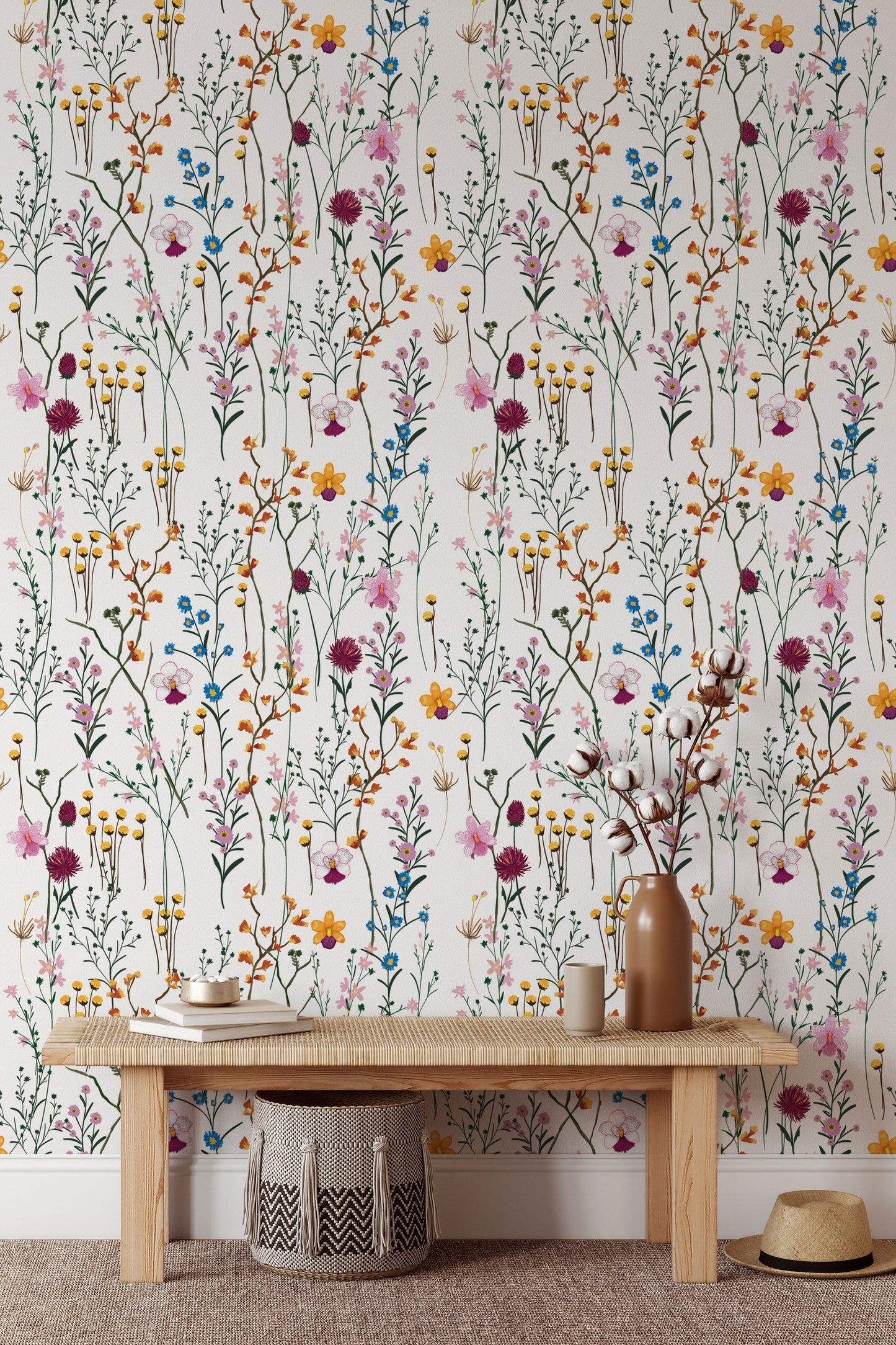 Summer | Removable Wallpaper | Scandinavian Wallpaper | Temporary Wallpaper | Peel and Stick Wallpaper