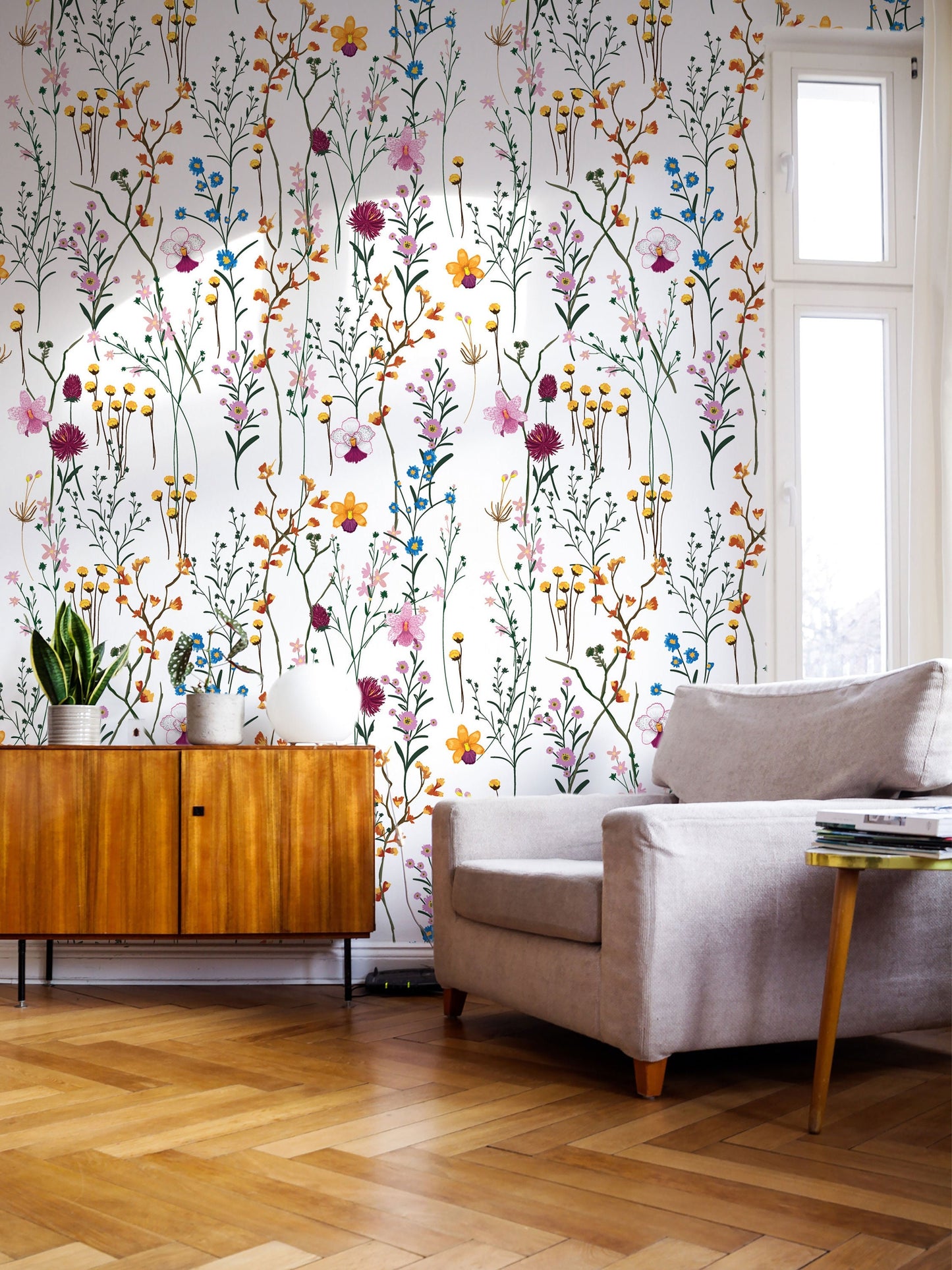 Summer | Removable Wallpaper | Scandinavian Wallpaper | Temporary Wallpaper | Peel and Stick Wallpaper