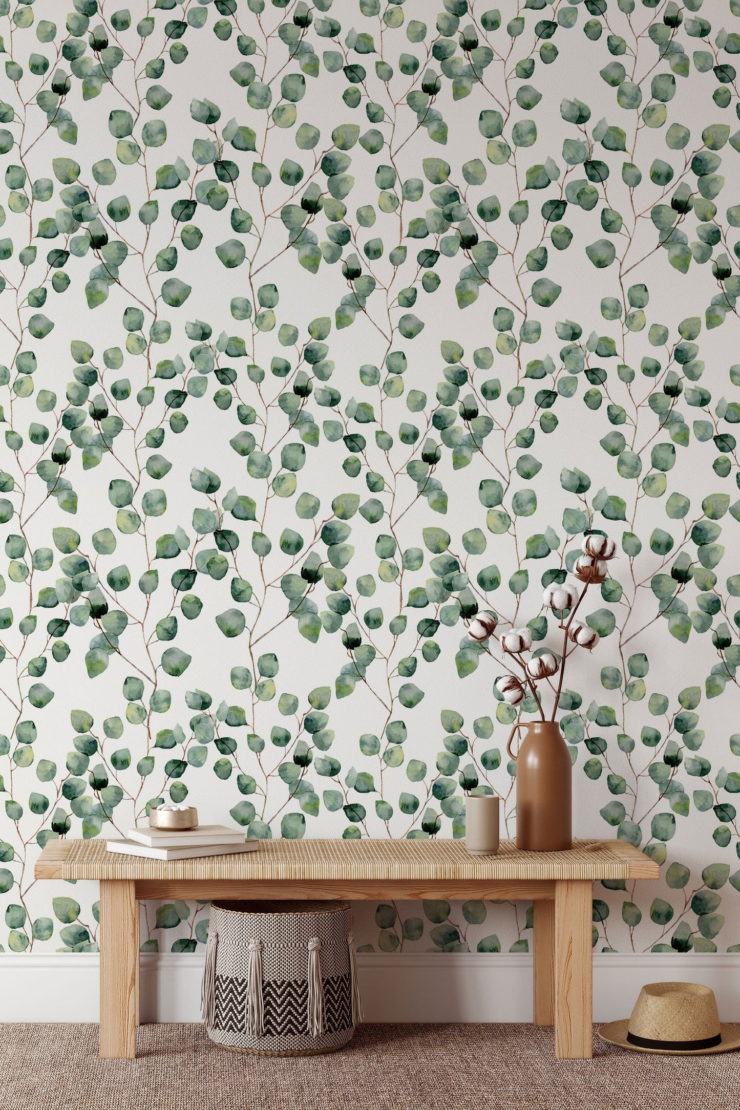 Green Leaves | Wallpaper Removable | Wallpaper Peel and Stick | Wall Decor | Home Decor