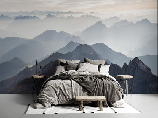 Mystical Mountains mural, Misty Mountain Shadow, Mountains mural, Wallpaper, Wall décor, Wall decal, Room décor, Wall art, Peel and stick