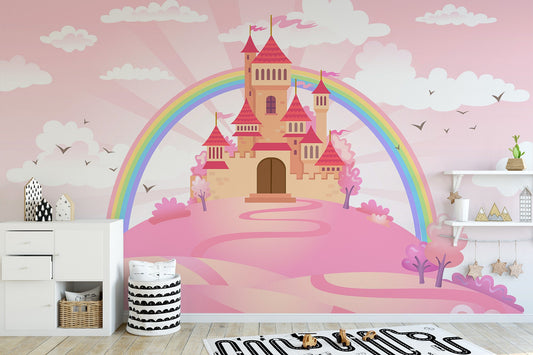 Princesses House  Wallpaper, Wall Mural, Peel and Stick, Self Adhesive, Wall Covering by Bella Stampa Studio