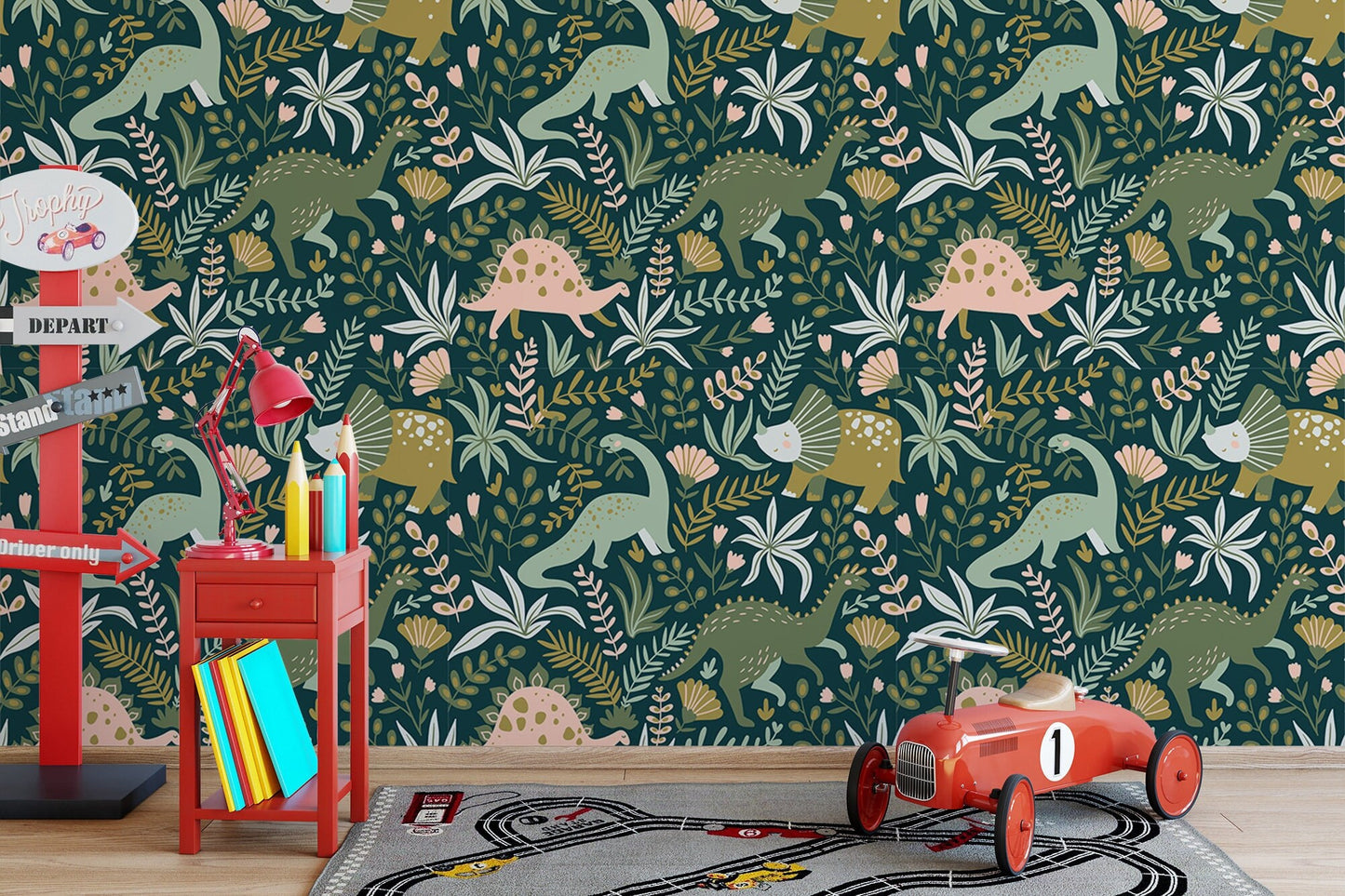 Dinosaur Wallpaper  Wallpaper, Wall Mural, Peel and Stick, Self Adhesive, Wall Covering by Bella Stampa Studio