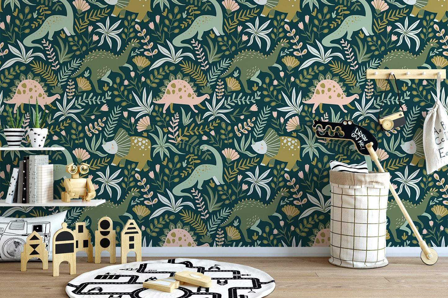 Dinosaur Wallpaper  Wallpaper, Wall Mural, Peel and Stick, Self Adhesive, Wall Covering by Bella Stampa Studio