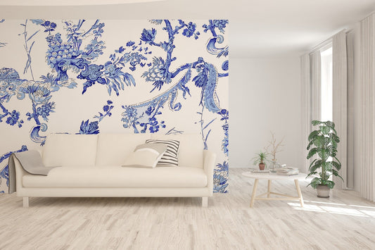 Chinoiserie Abstract  Wallpaper, Wall Mural, Peel and Stick, Self Adhesive, Wall Covering by Bella Stampa Studio