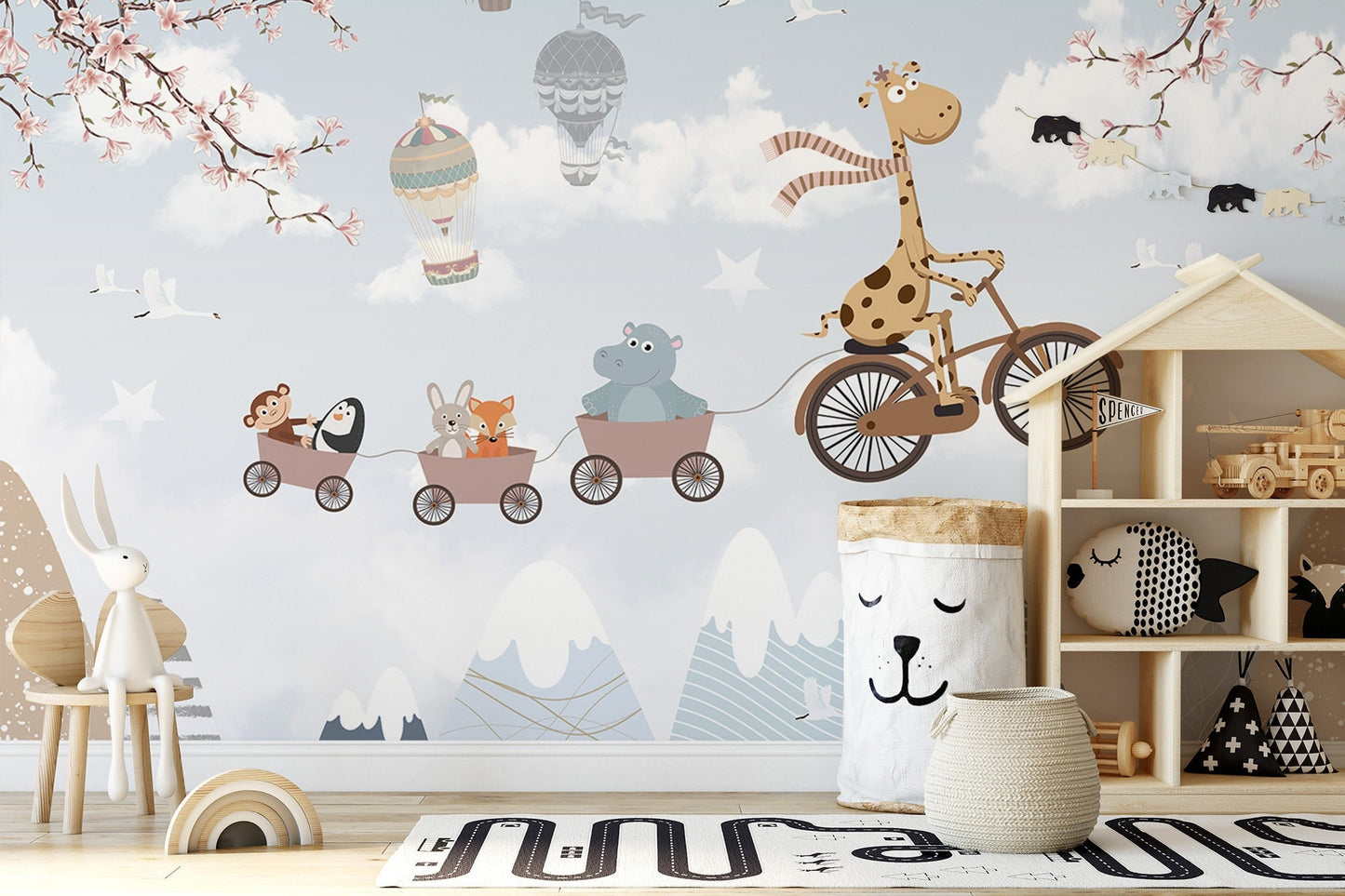 Animals Family  Wallpaper, Wall Mural, Peel and Stick, Self Adhesive, Wall Covering