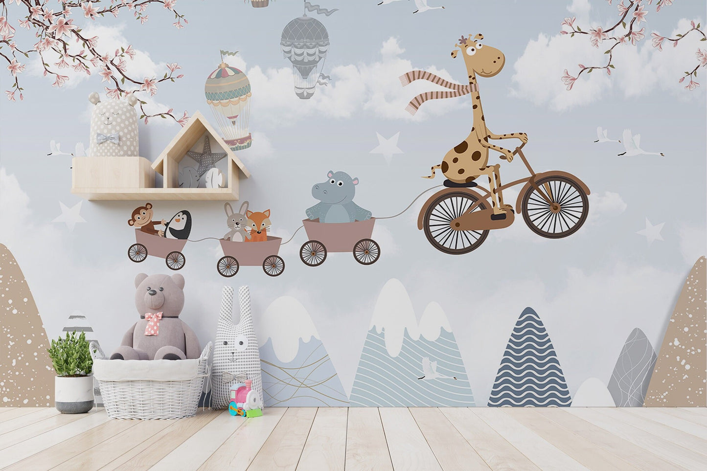 Animals Family  Wallpaper, Wall Mural, Peel and Stick, Self Adhesive, Wall Covering