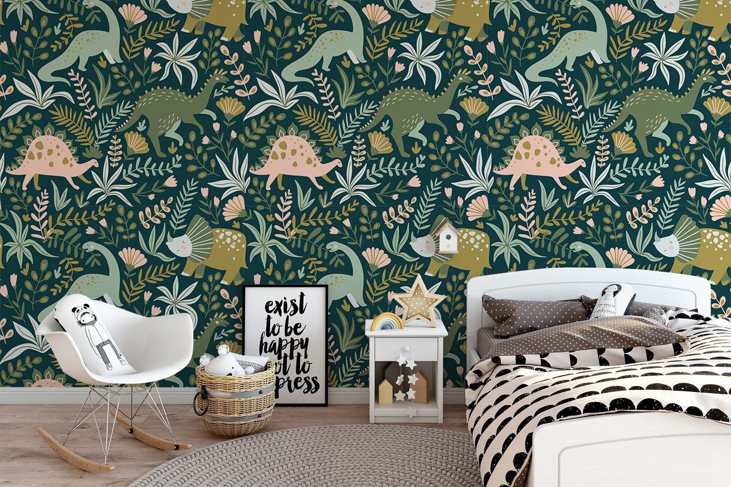 Dinosaur Wallpaper  Wallpaper, Wall Mural, Peel and Stick, Self Adhesive, Wall Covering by Bella Stampa Studio