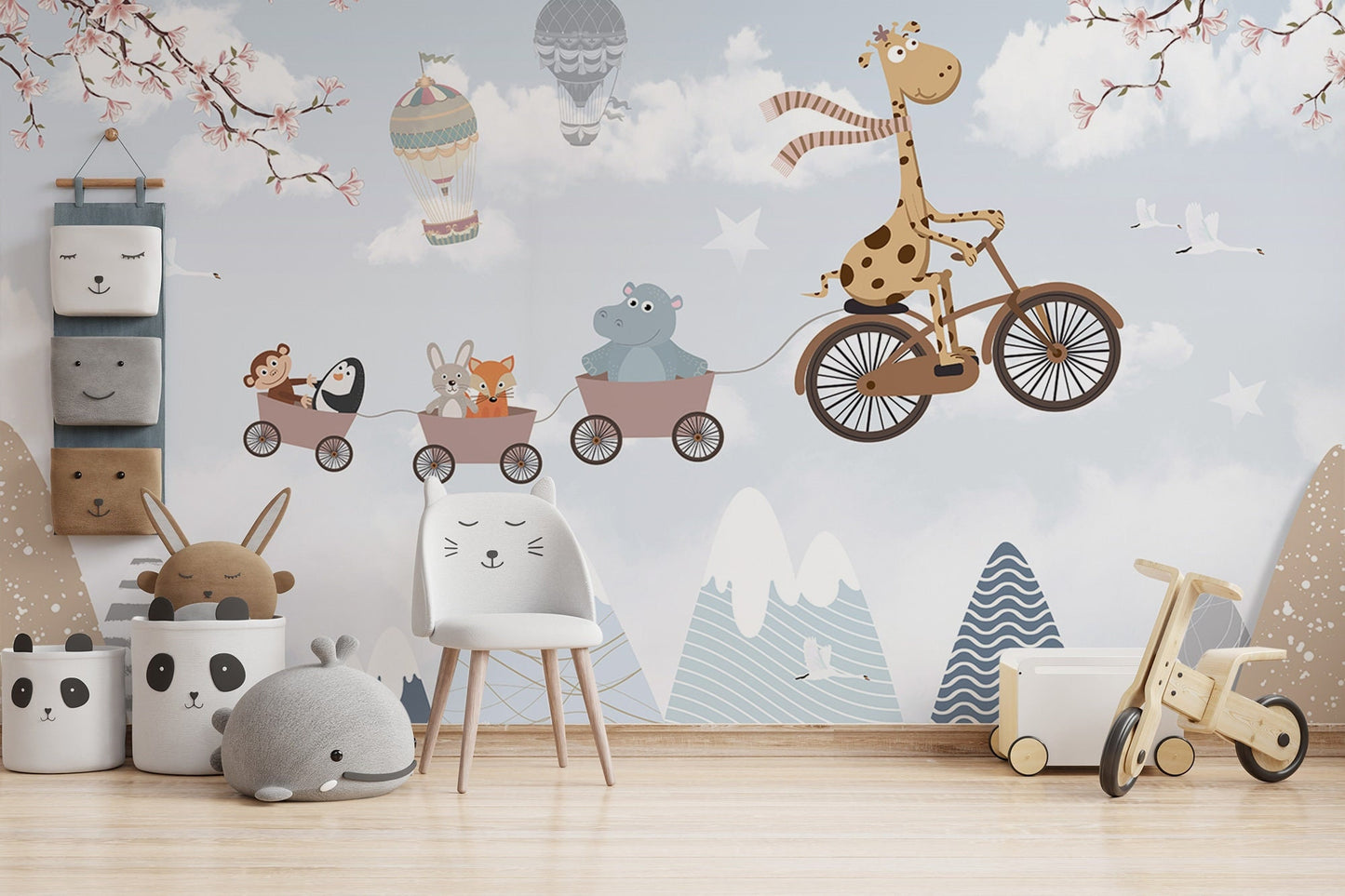 Animals Family  Wallpaper, Wall Mural, Peel and Stick, Self Adhesive, Wall Covering