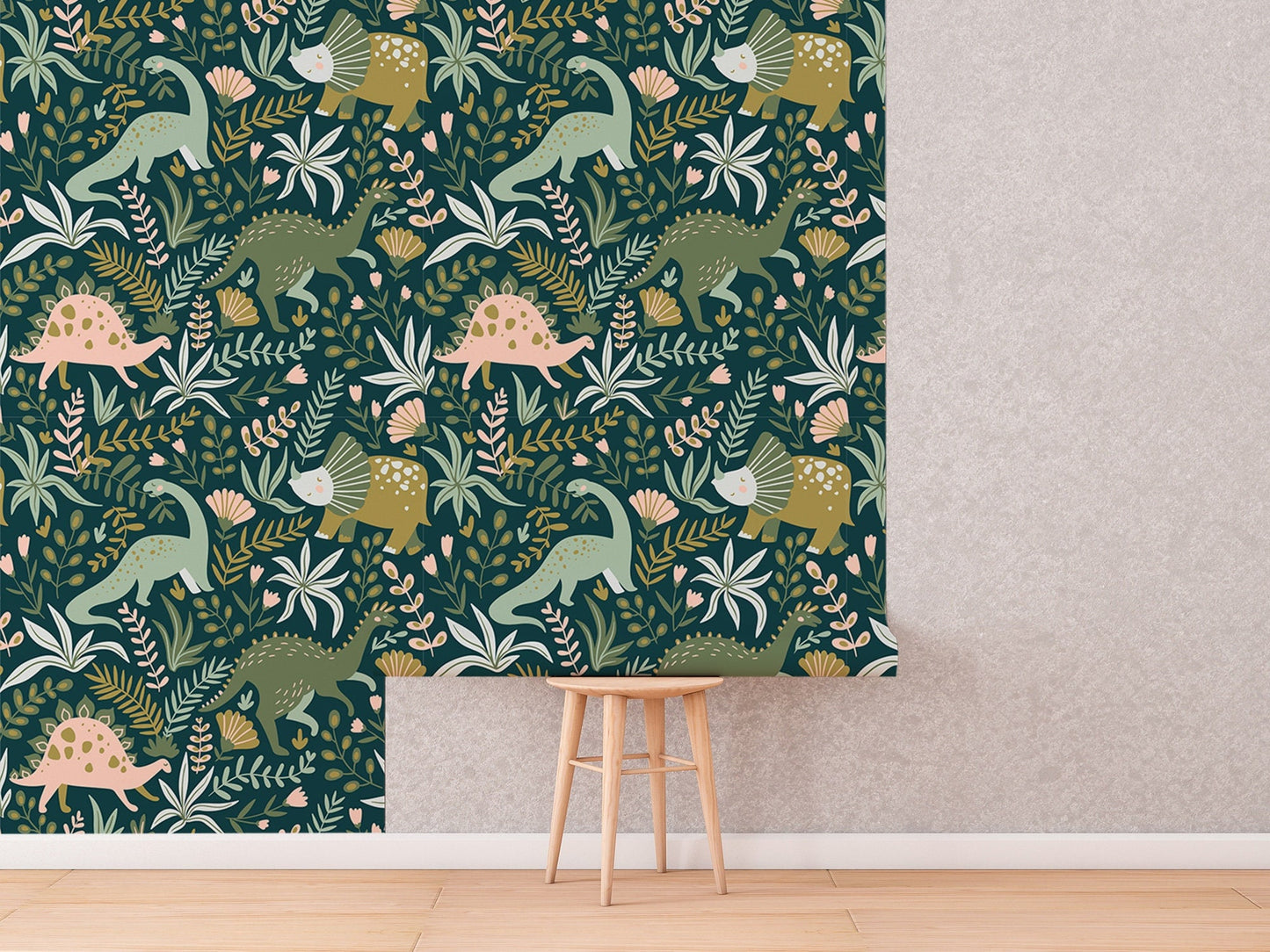 Dinosaur Wallpaper  Wallpaper, Wall Mural, Peel and Stick, Self Adhesive, Wall Covering by Bella Stampa Studio