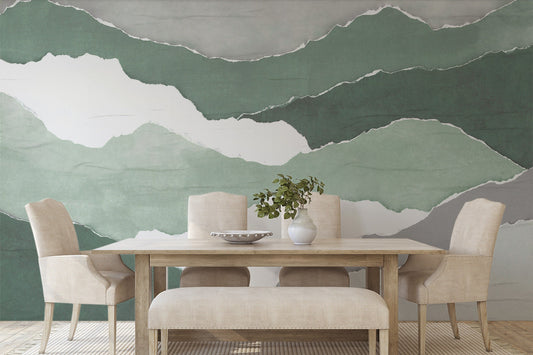 Green Mountains  Wallpaper, Wall Mural, Peel and Stick, Self Adhesive, Wall Covering by Bella Stampa Studio