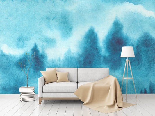 Forest Ombre Mist Wallpaper, Wall Mural, Peel and Stick, Self Adhesive, Wall Covering by Bella Stampa Studio