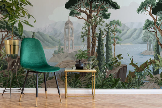 Forest Landscape Rainforest Wallpaper, Wall Mural, Peel and Stick, Self Adhesive, Wall Covering by Bella Stampa Studio