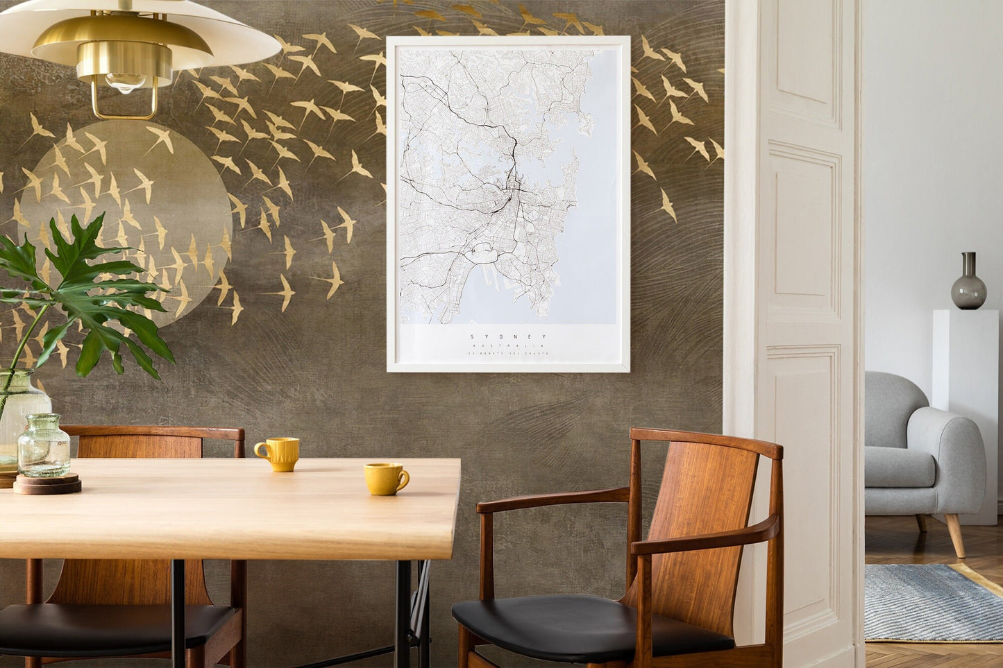 Flying Swallow Birds Wallpaper, Wall Mural, Peel and Stick, Self Adhesive, Wall Covering by Bella Stampa Studio