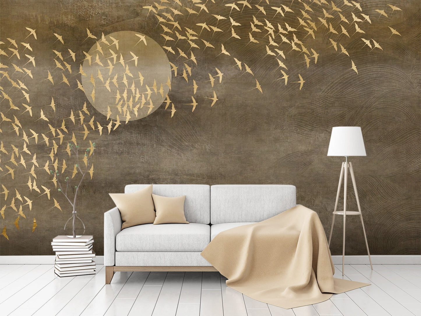 Flying Swallow Birds Wallpaper, Wall Mural, Peel and Stick, Self Adhesive, Wall Covering by Bella Stampa Studio