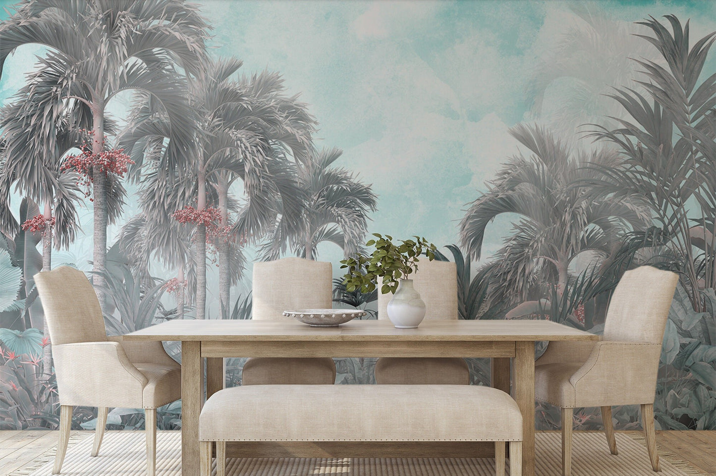 Tropical Plants  Wallpaper, Wall Mural, Peel and Stick, Self Adhesive, Wall Covering by Bella Stampa Studio