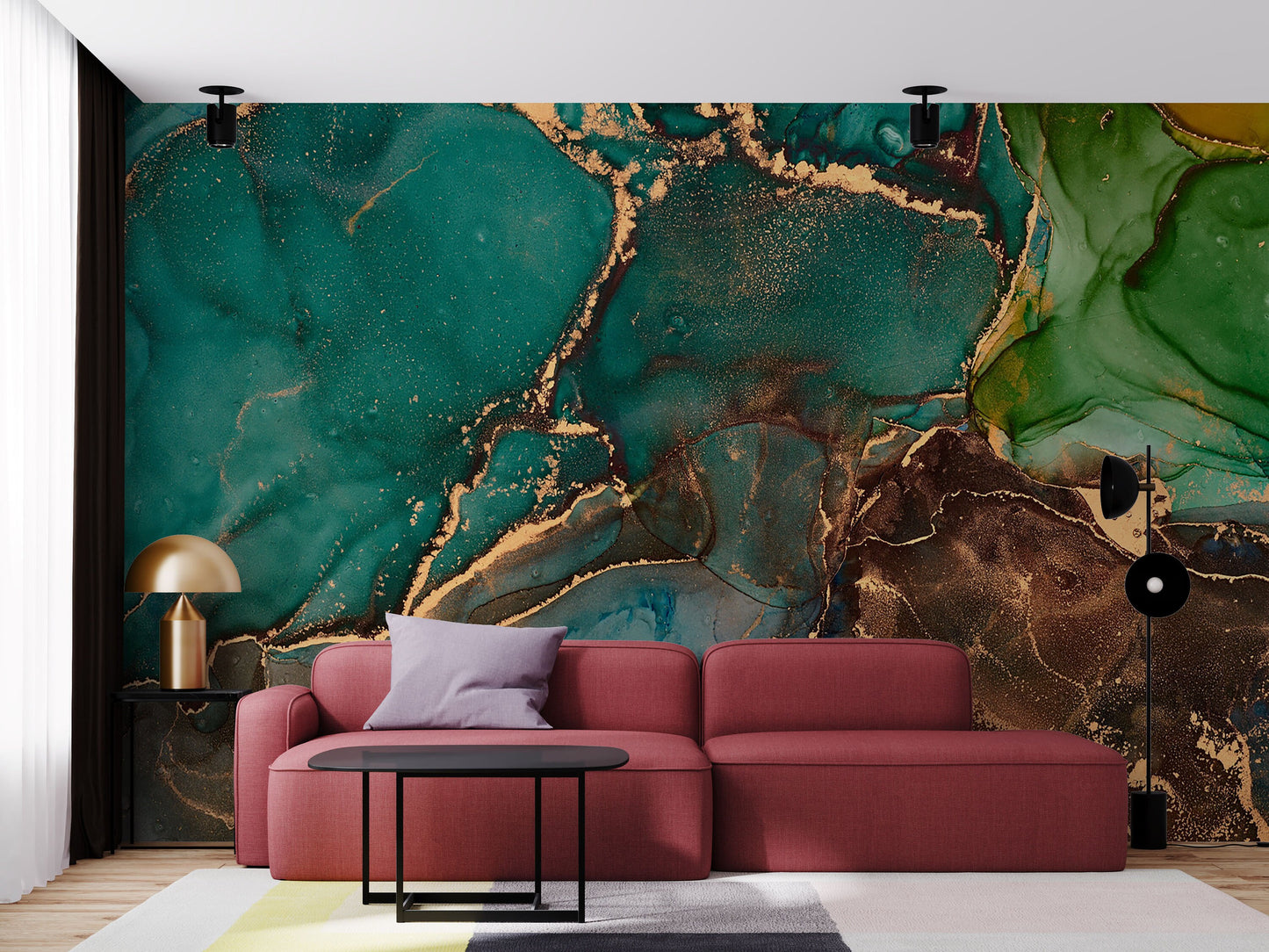 Botanical Wallpaper Marble Art | Peel and Stick | Add Sophistication to Your Decor