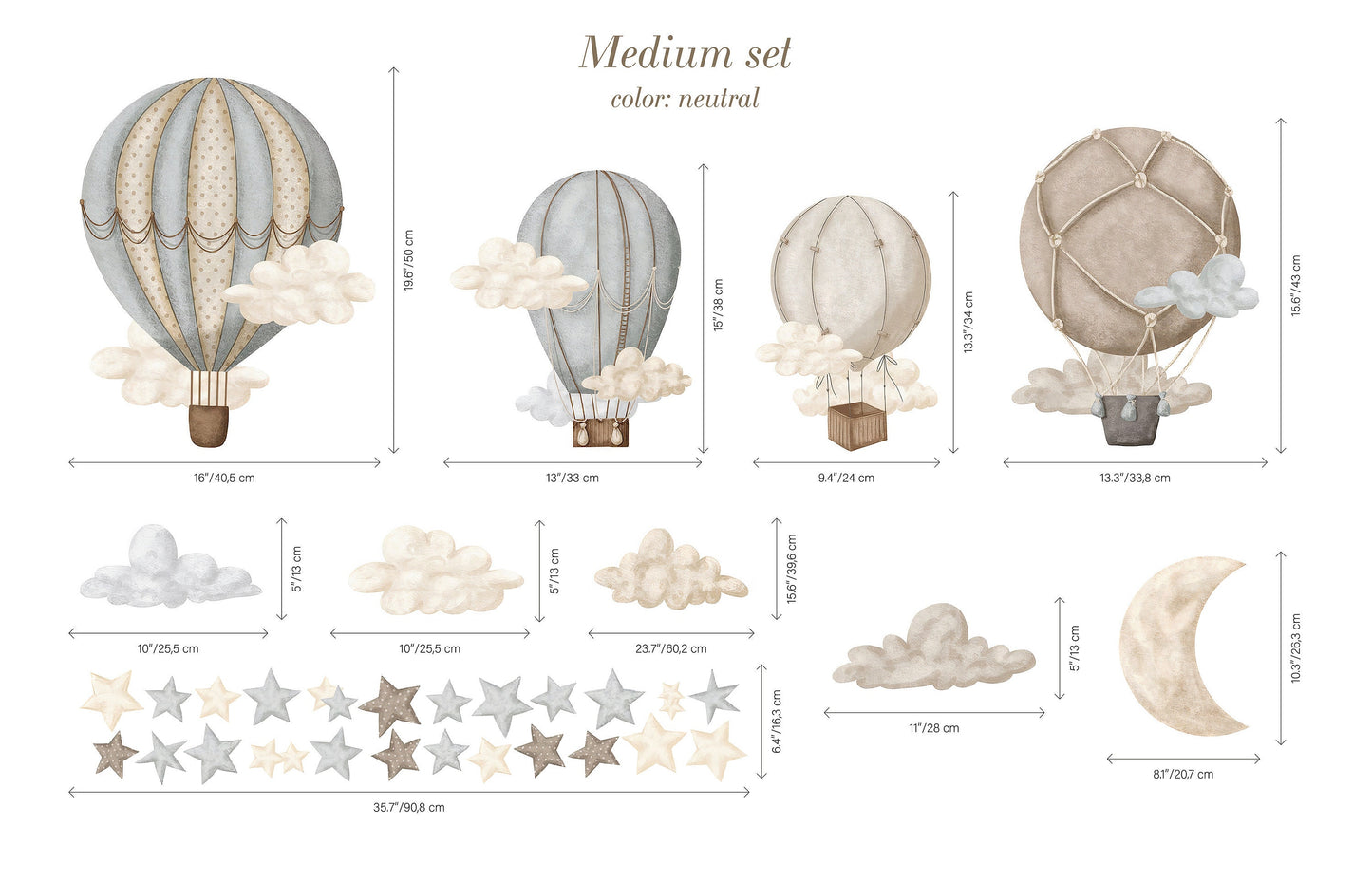 Dreamy Hot Air Balloon & Star Wall Decals - Nursery & Kids' Room Decor