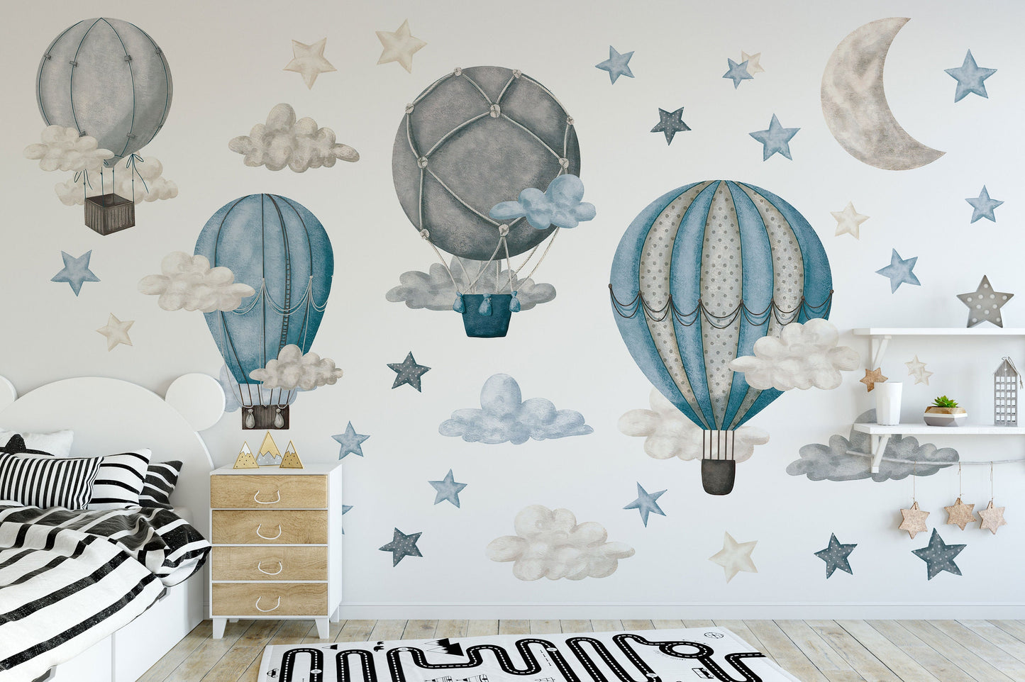 Dreamy Hot Air Balloon & Star Wall Decals - Nursery & Kids' Room Decor