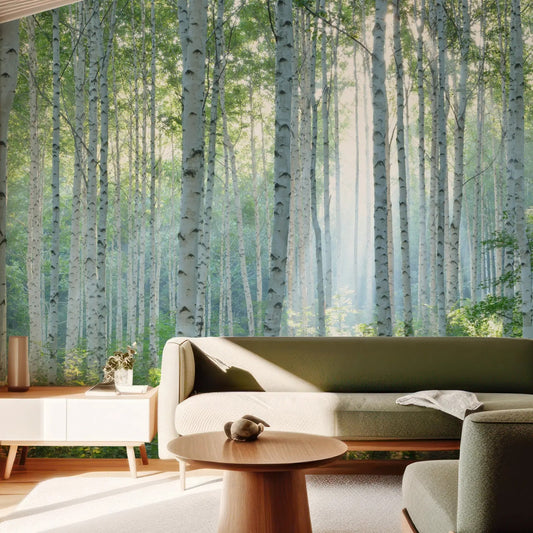 Peaceful Birch Woods Forest Nature Landscape Large Murals Living Room Sofa Bedroom Modern Wall Painting Home Decor