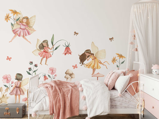 Fairy Wall Decal | Watercolor Fairies Wall Decal | Nursery Fairytale Sticker | Removable Decals | Fairy Sticker