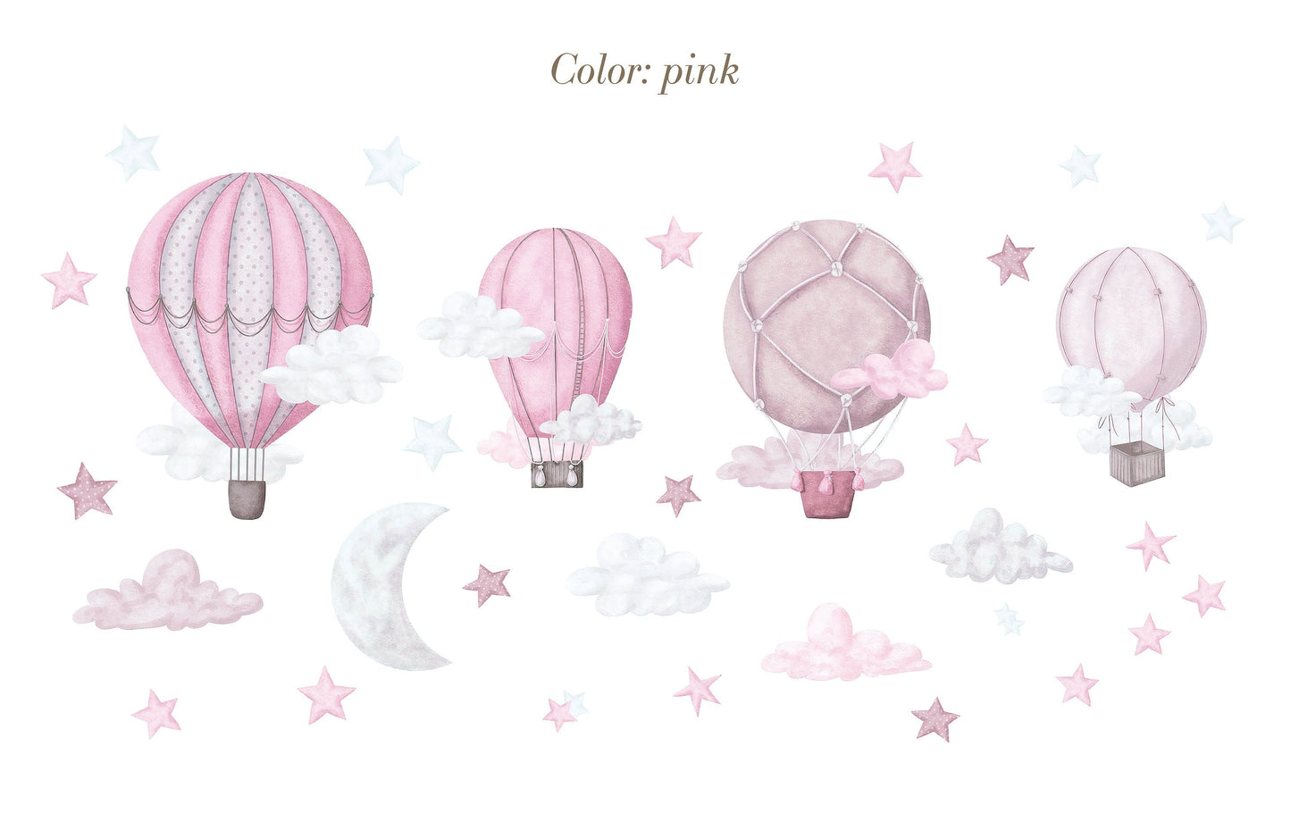 Dreamy Hot Air Balloon & Star Wall Decals - Nursery & Kids' Room Decor