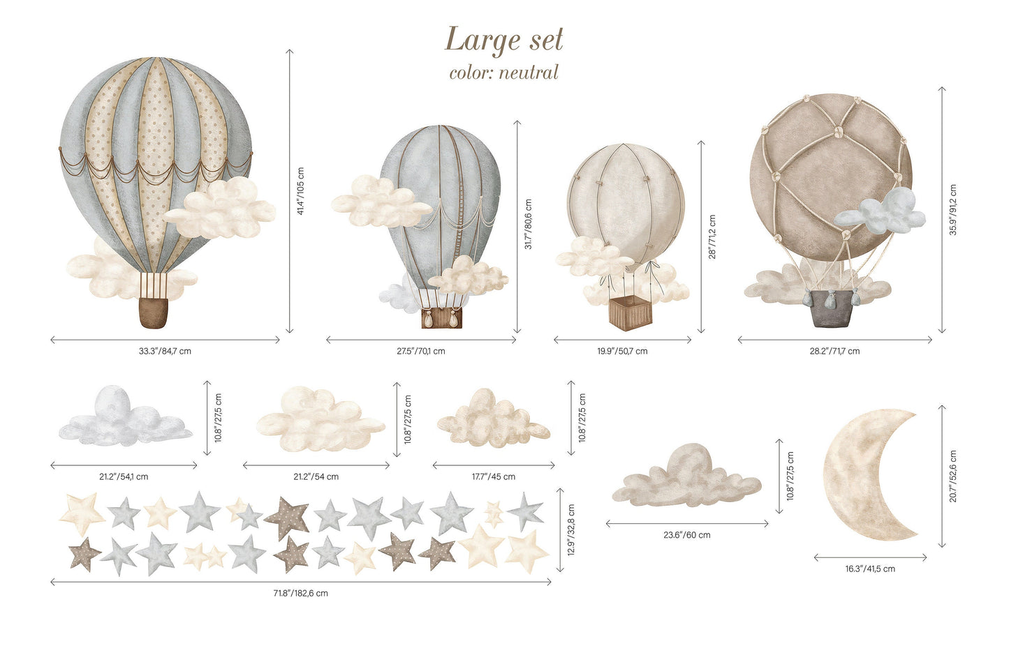 Dreamy Hot Air Balloon & Star Wall Decals - Nursery & Kids' Room Decor