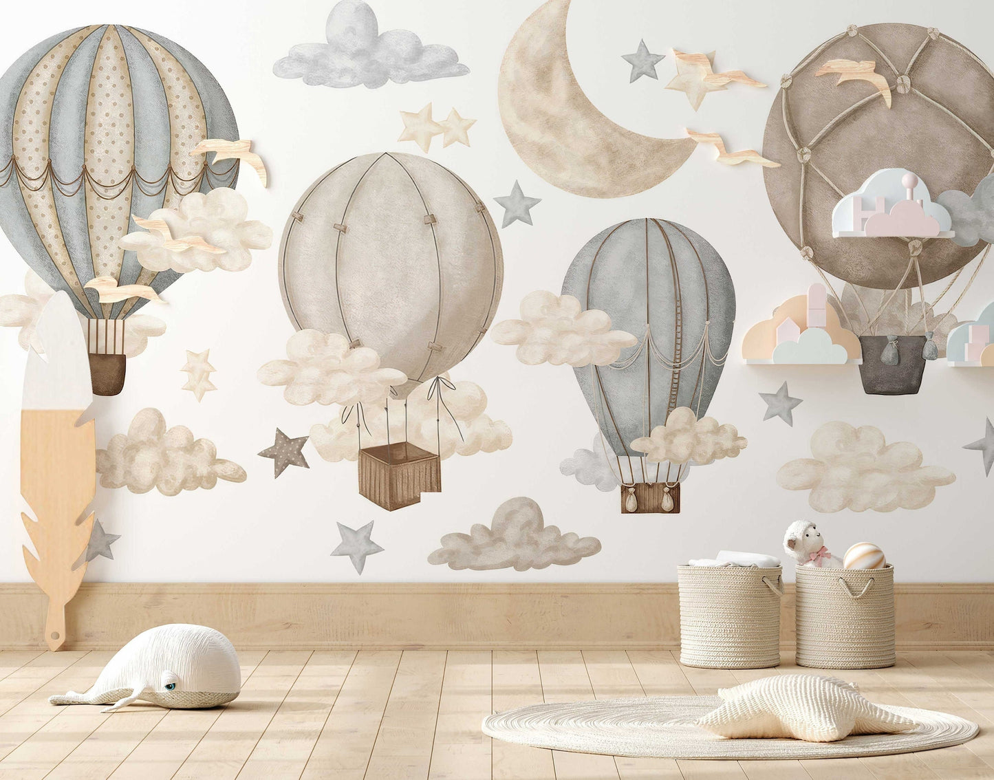 Dreamy Hot Air Balloon & Star Wall Decals - Nursery & Kids' Room Decor