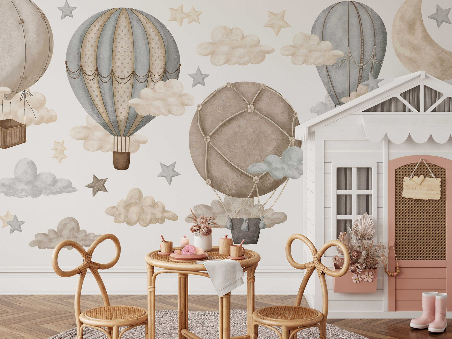 Dreamy Hot Air Balloon & Star Wall Decals - Nursery & Kids' Room Decor