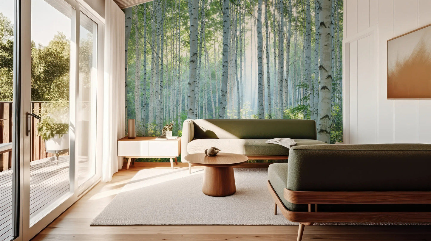 Peaceful Birch Woods Forest Nature Landscape Large Murals Living Room Sofa Bedroom Modern Wall Painting Home Decor