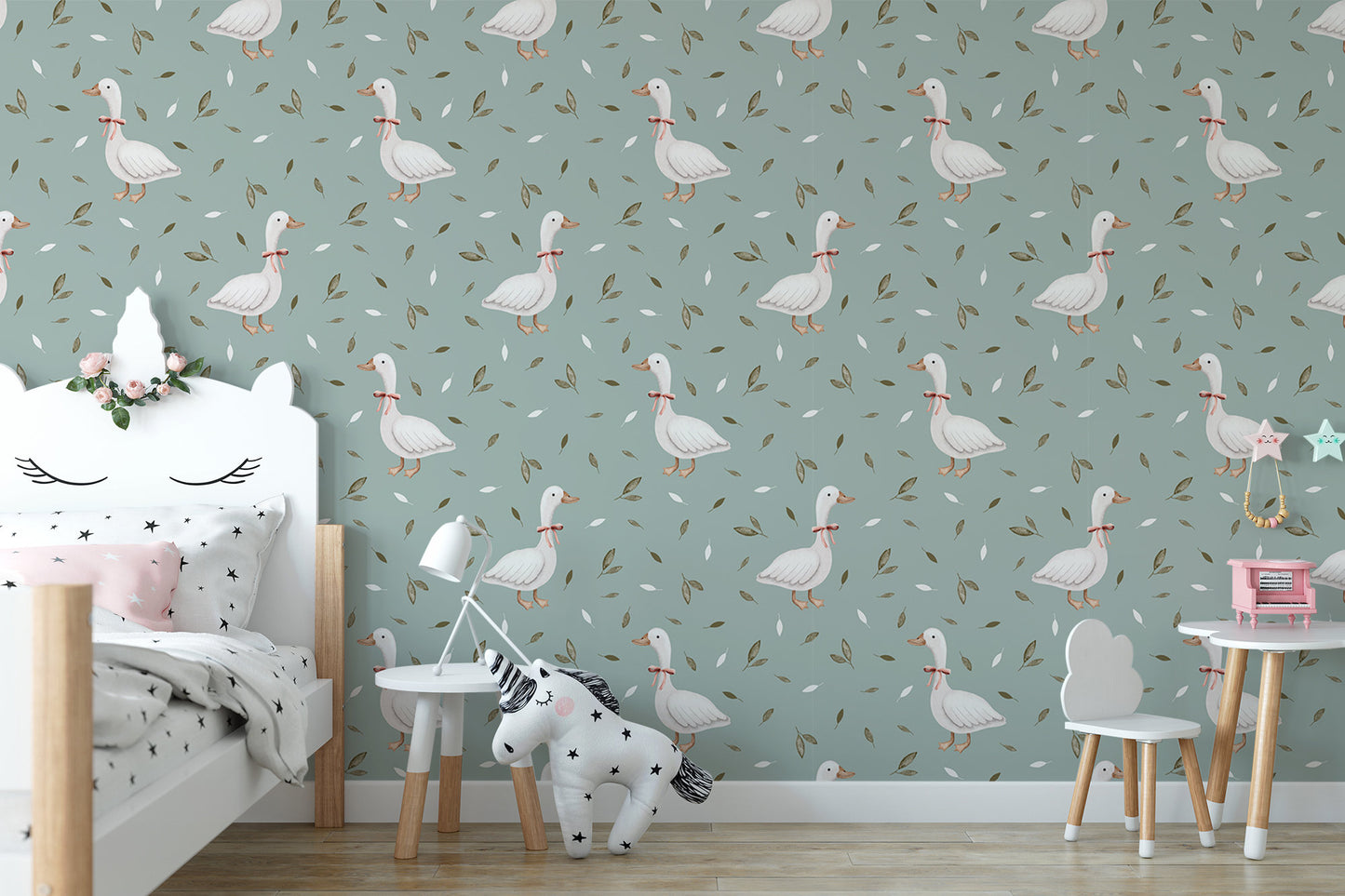 Goose Wallpaper | Geese Wall Decor | Animal Peel and Stick Wallpaper | Cute Goose Decor | Animal Wall Art