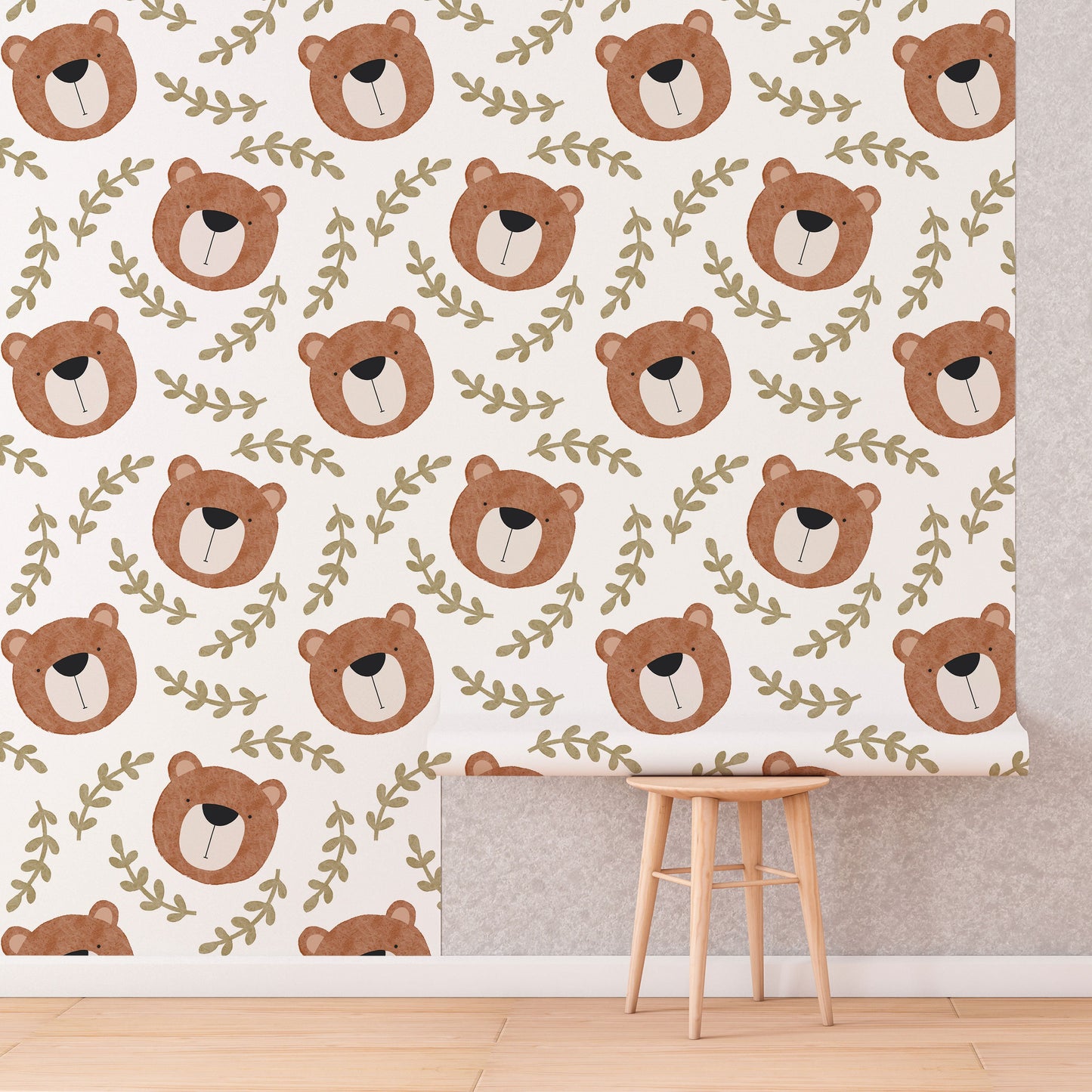 Bear Wallpaper Peel and Stick | Kids Bears Wallpaper | Nursery Bear Wall Paper | Bears Removable Wall Paper