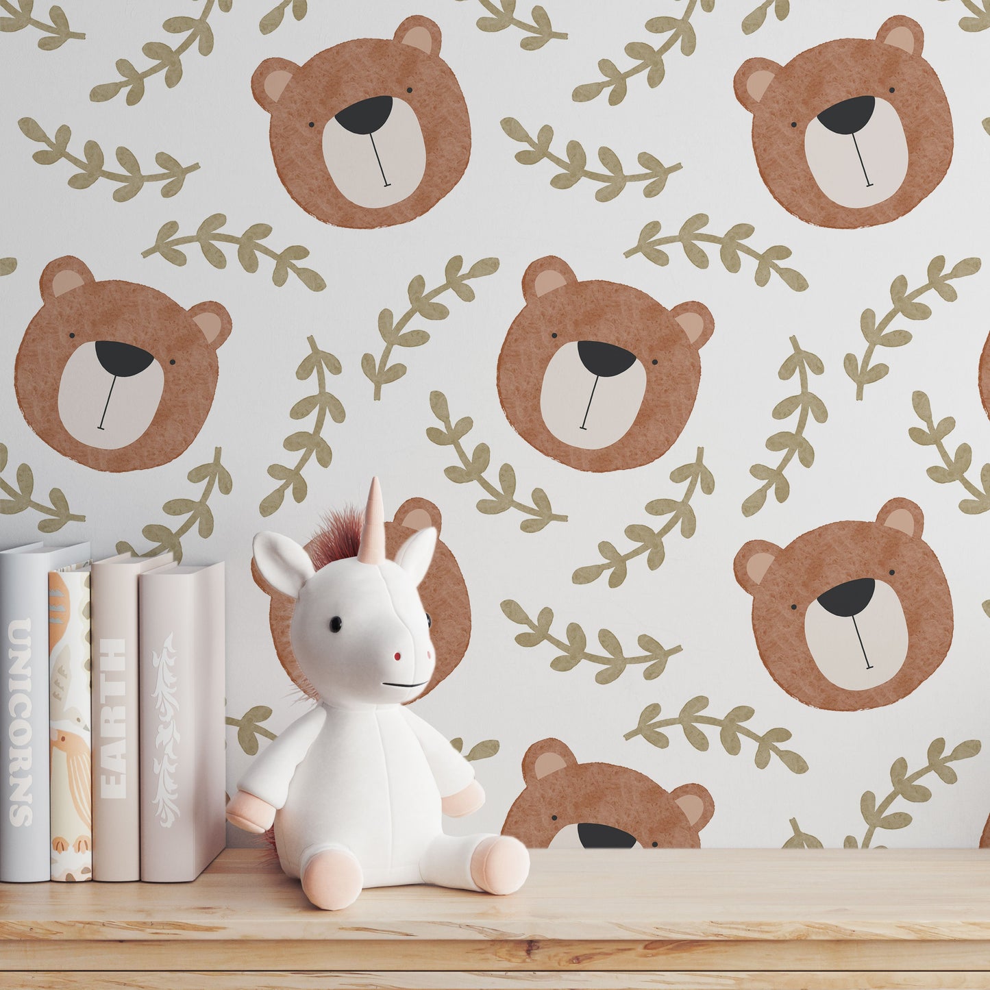 Bear Wallpaper Peel and Stick | Kids Bears Wallpaper | Nursery Bear Wall Paper | Bears Removable Wall Paper