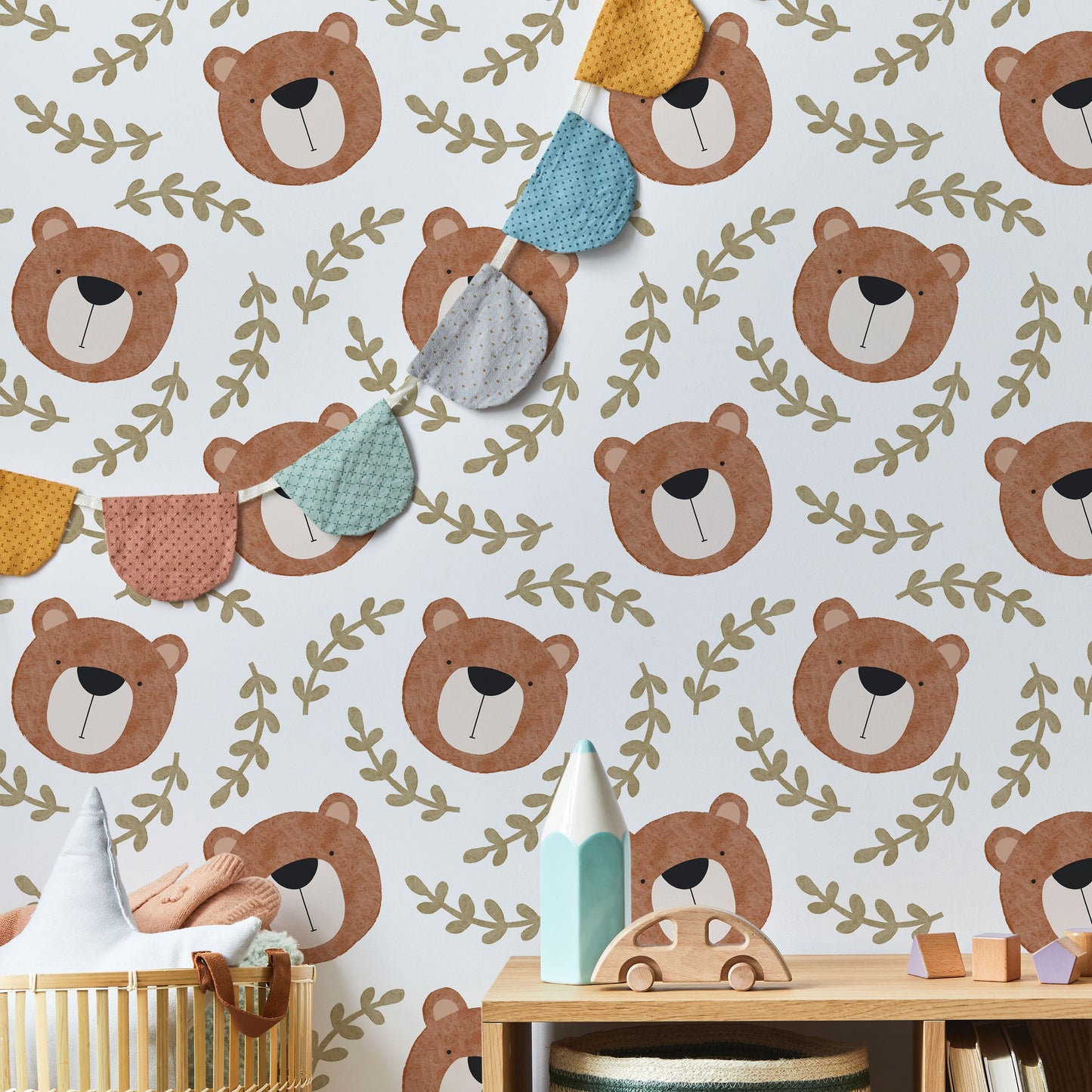 Bear Wallpaper Peel and Stick | Kids Bears Wallpaper | Nursery Bear Wall Paper | Bears Removable Wall Paper