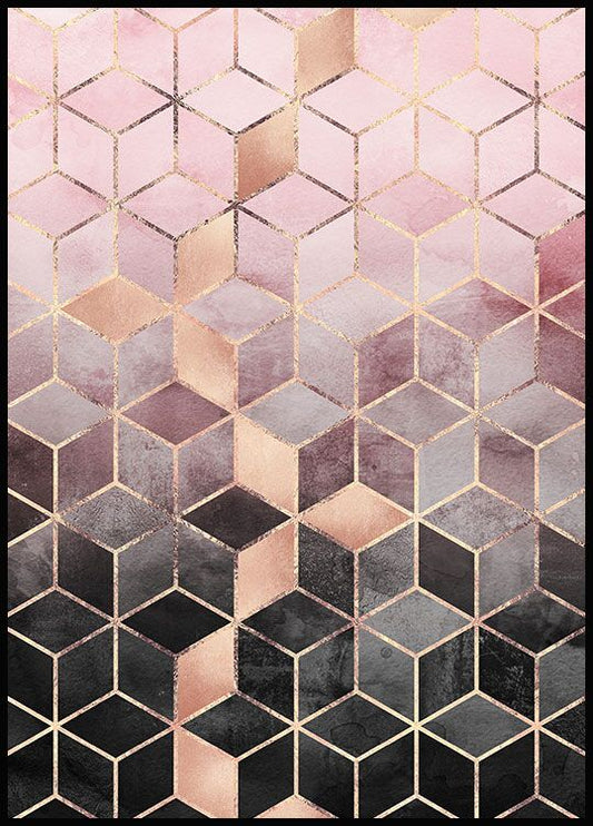 Pink Grey Gradient Cubes Poster