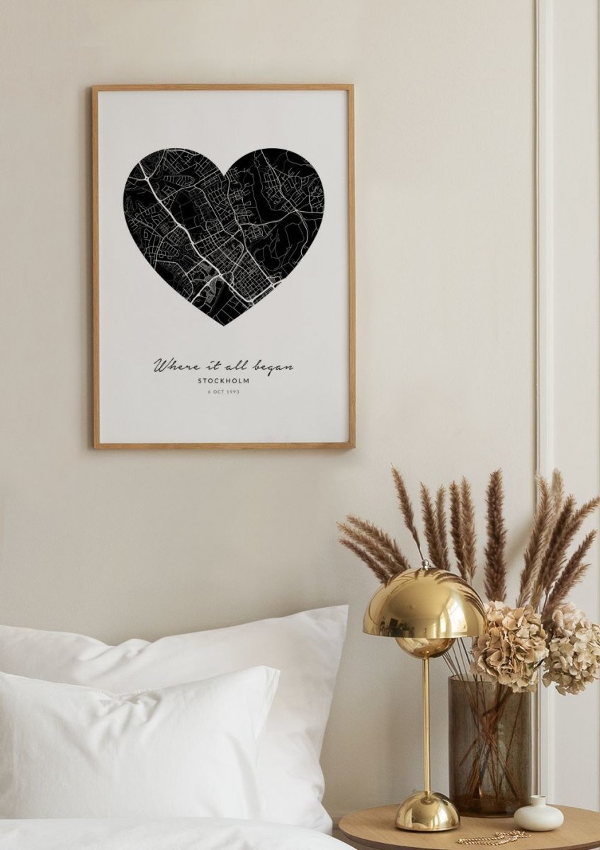 Heart Map Black Personal Poster