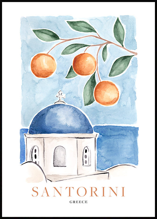 Santorini Oranges Poster