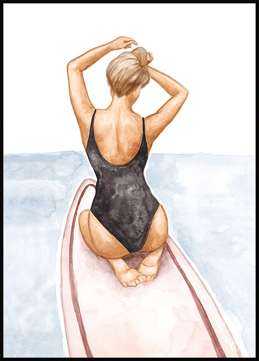 Watercolor Surfer Poster