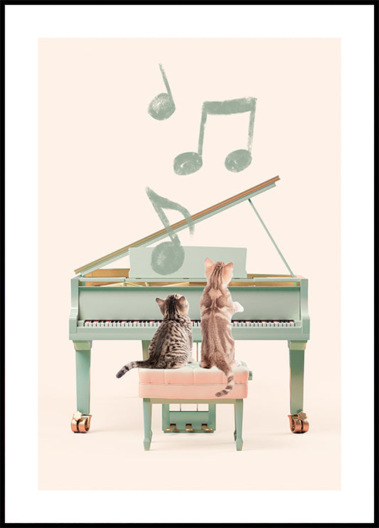 Cats Playing Piano Poster