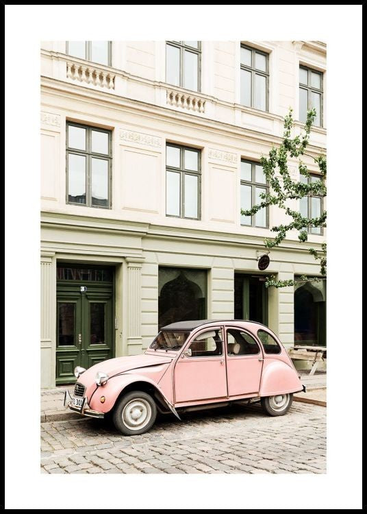 Pink Retro Car Poster