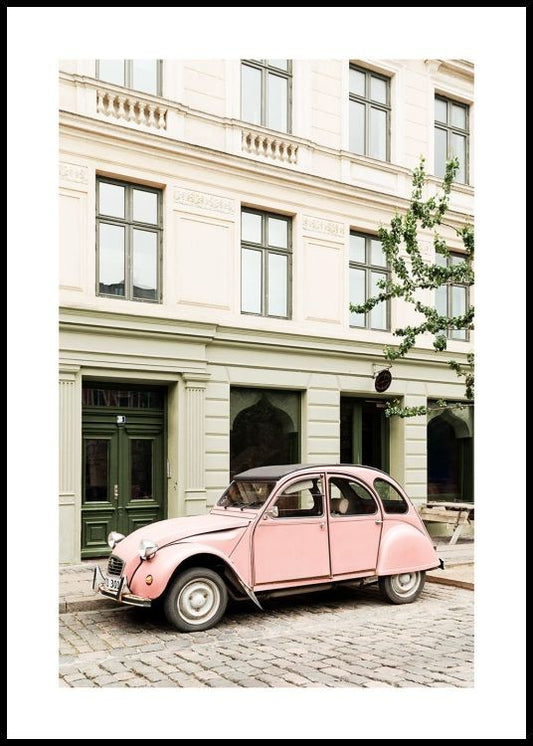 Pink Retro Car Poster