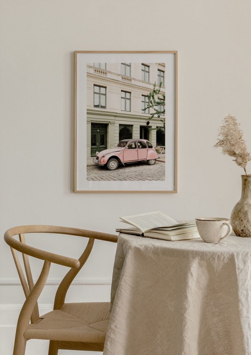 Pink Retro Car Poster