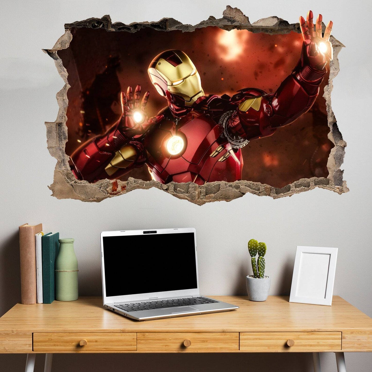 Iron Man Superhero Wall Sticker Art 3D Effect Poster Mural Decal Room Office