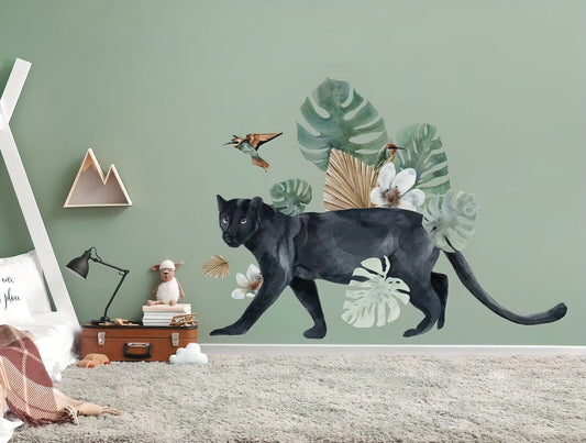 BLACKJAG Wall decal for kids jungle hand painted safari animals Jaguar Cat