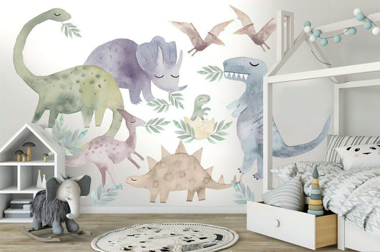 Big Dinosaur Wall sticker Set for kids, Watercolor Dinosaur Sticker Set